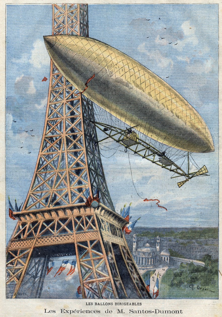 Die Experimente im Luftschiffballon von Herrn Alberto Santos-Dumont von French School