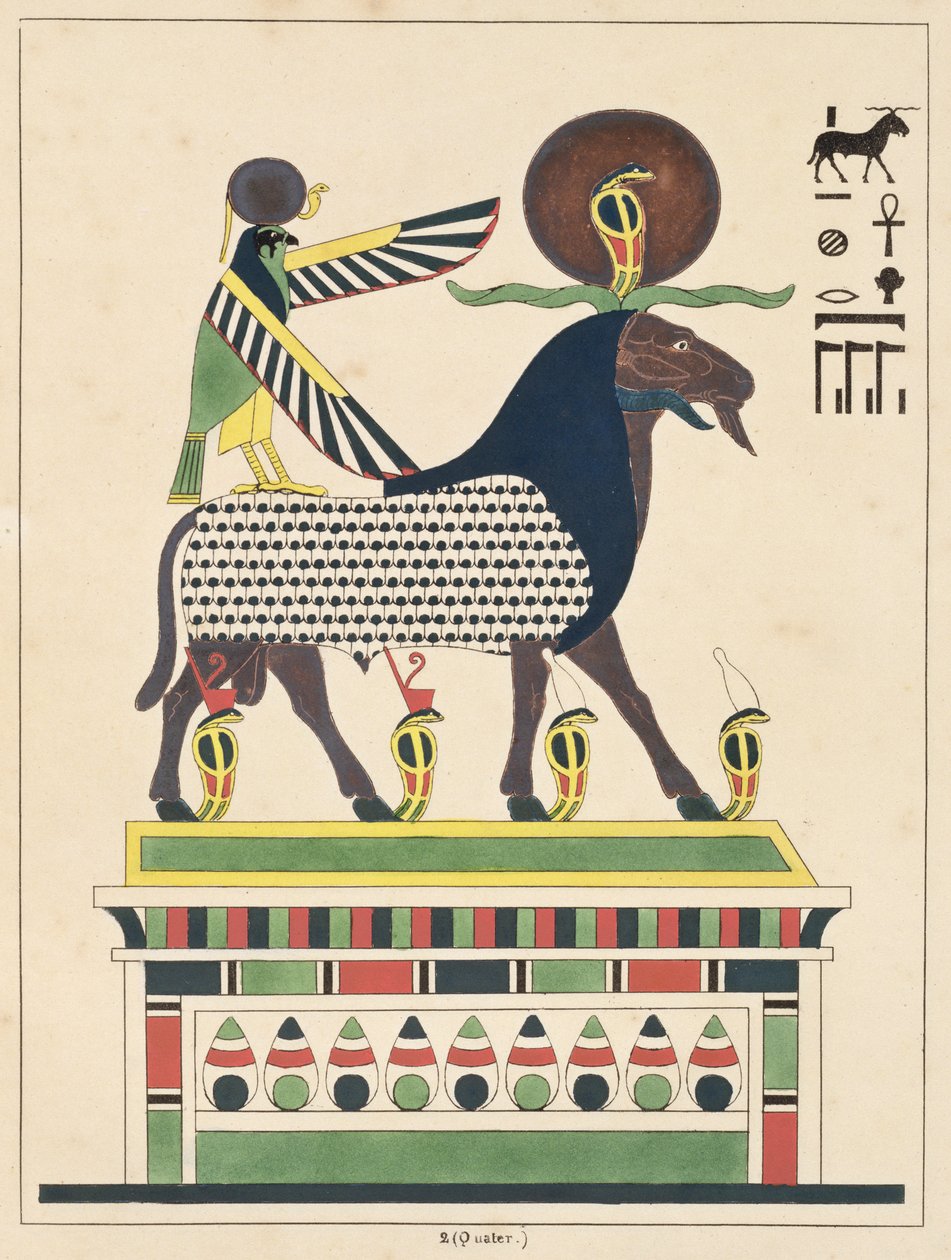 Der Gott Amon-Ra, Illustration aus Pantheon égyptien: Sammlung mythologischer Figuren des alten Ägypten, von Jean-Francois Champollion, veröffentlicht ca. 1986 von French School