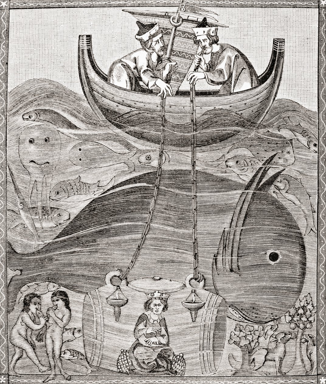 Die Meereswelt nach den Vorstellungen des Mittelalters, aus Wissenschaft und Literatur im Mittelalter von Paul Lacroix, London 1878 von French School