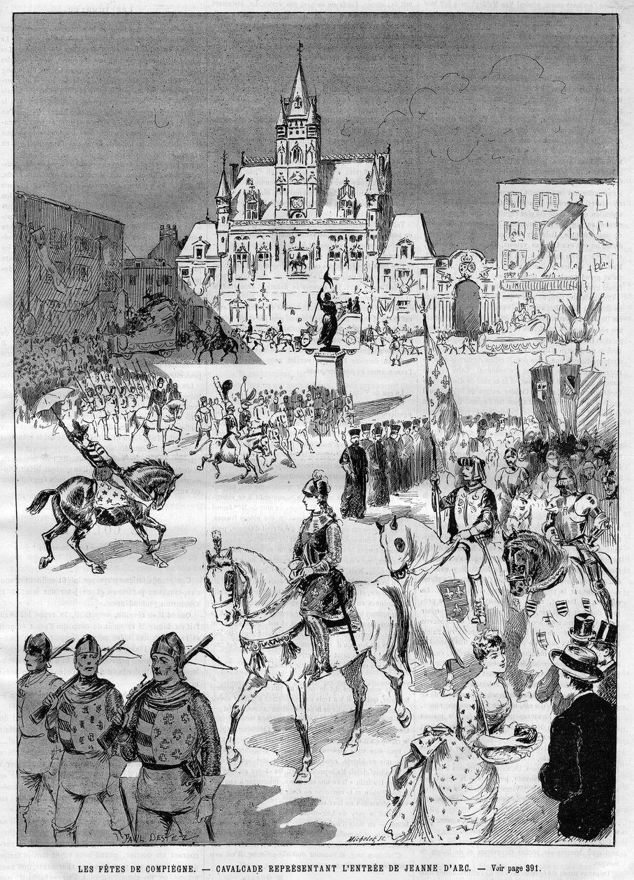 Die mittelalterlichen Feste von Compiegne 1886: Kavalkade, die den Einzug von Jeanne d