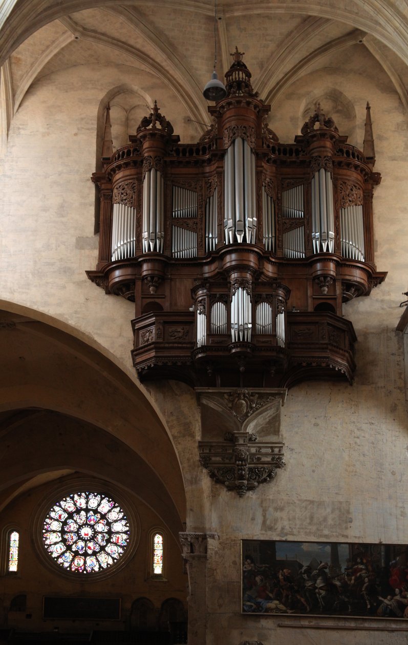 Die Orgel und das westliche Rosenfenster (Rosenfenster - innen) von French School