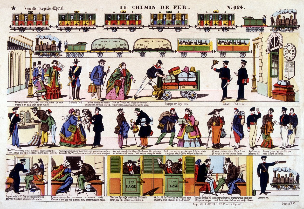 Die Eisenbahn, Bild von Epinal aus dem 19. Jahrhundert von French School