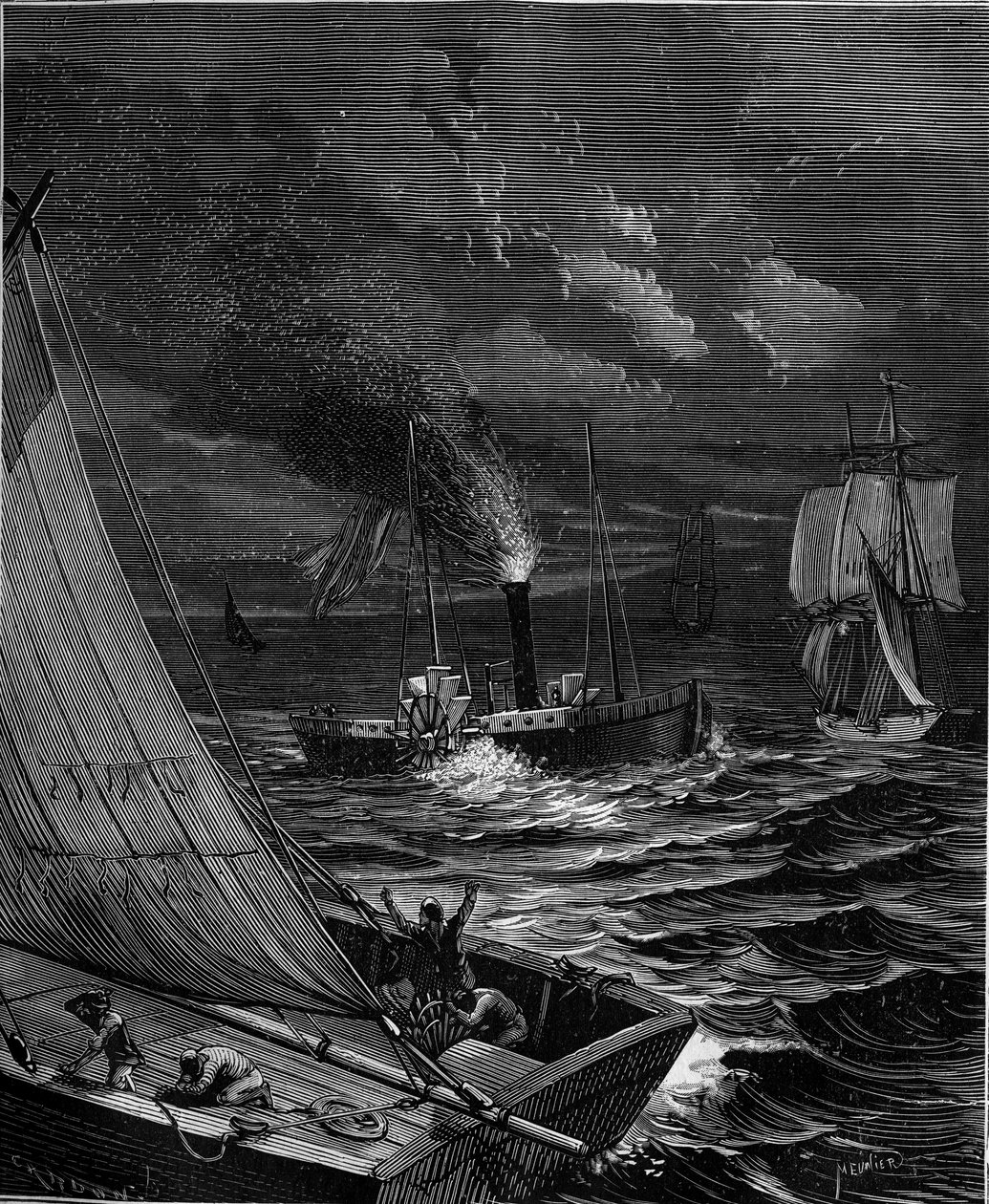 Das Schiff wurde 1807 von Robert Fulton (1765 - 1815) für die Route New York - Albany auf dem Hudson River gebaut. von French School