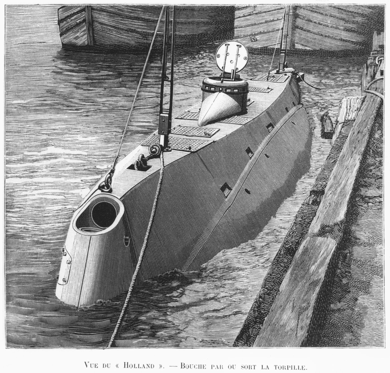 Das U-Boot Holland, Illustration aus Le Monde Illustré, Januar 1899 von French School