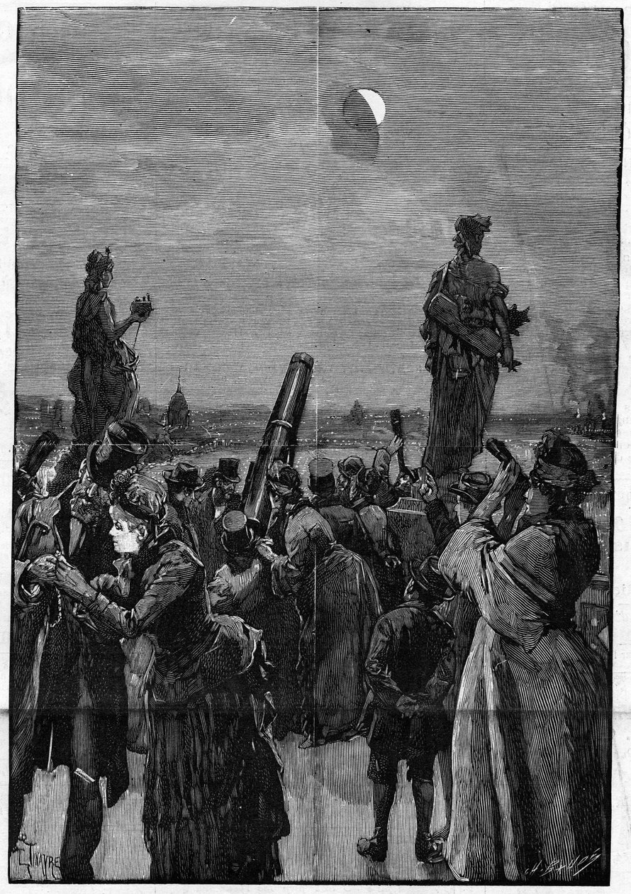 Die Terrasse des Trocadéro in Paris während der Mondfinsternis am 3. August von French School