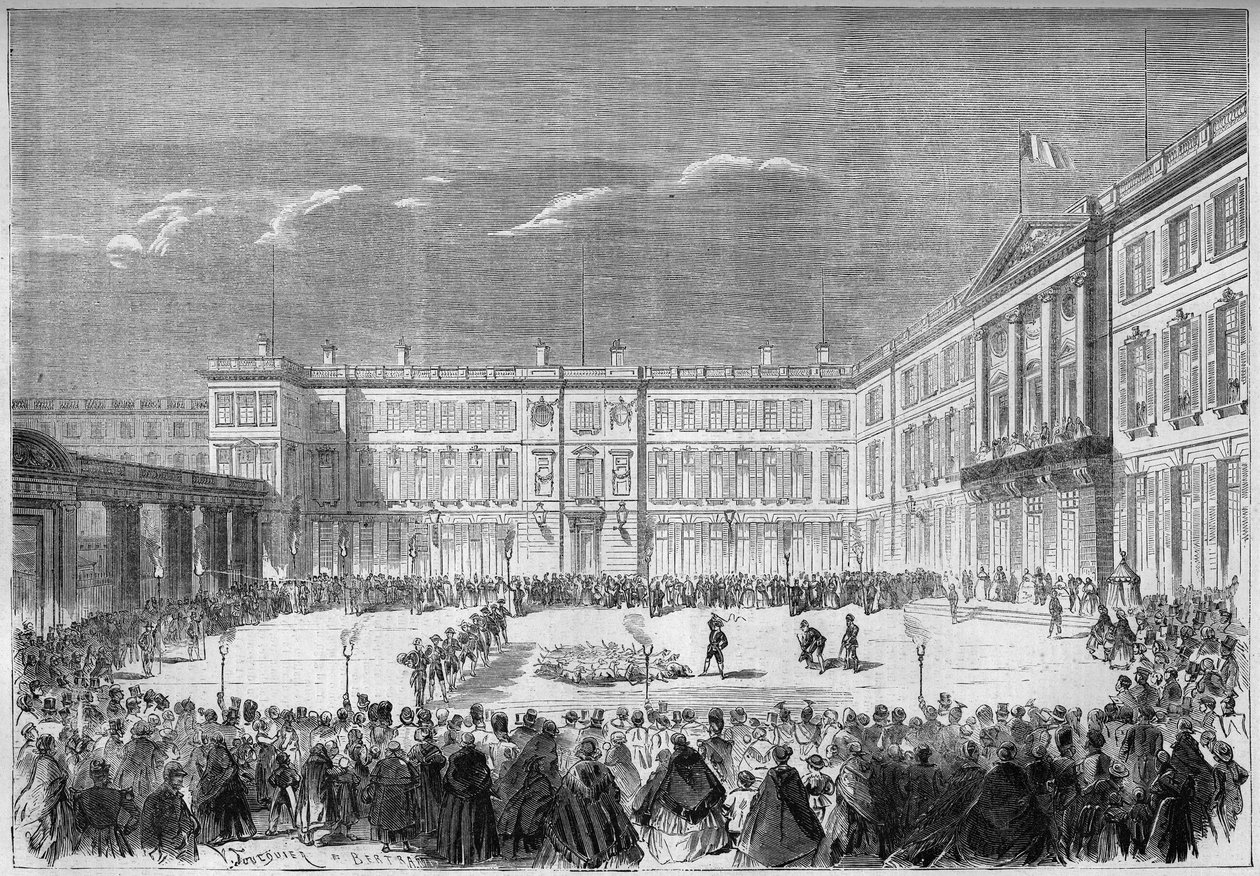 Die Fackelkur im Hof des Palastes von Compiegne, Oise (60) von French School