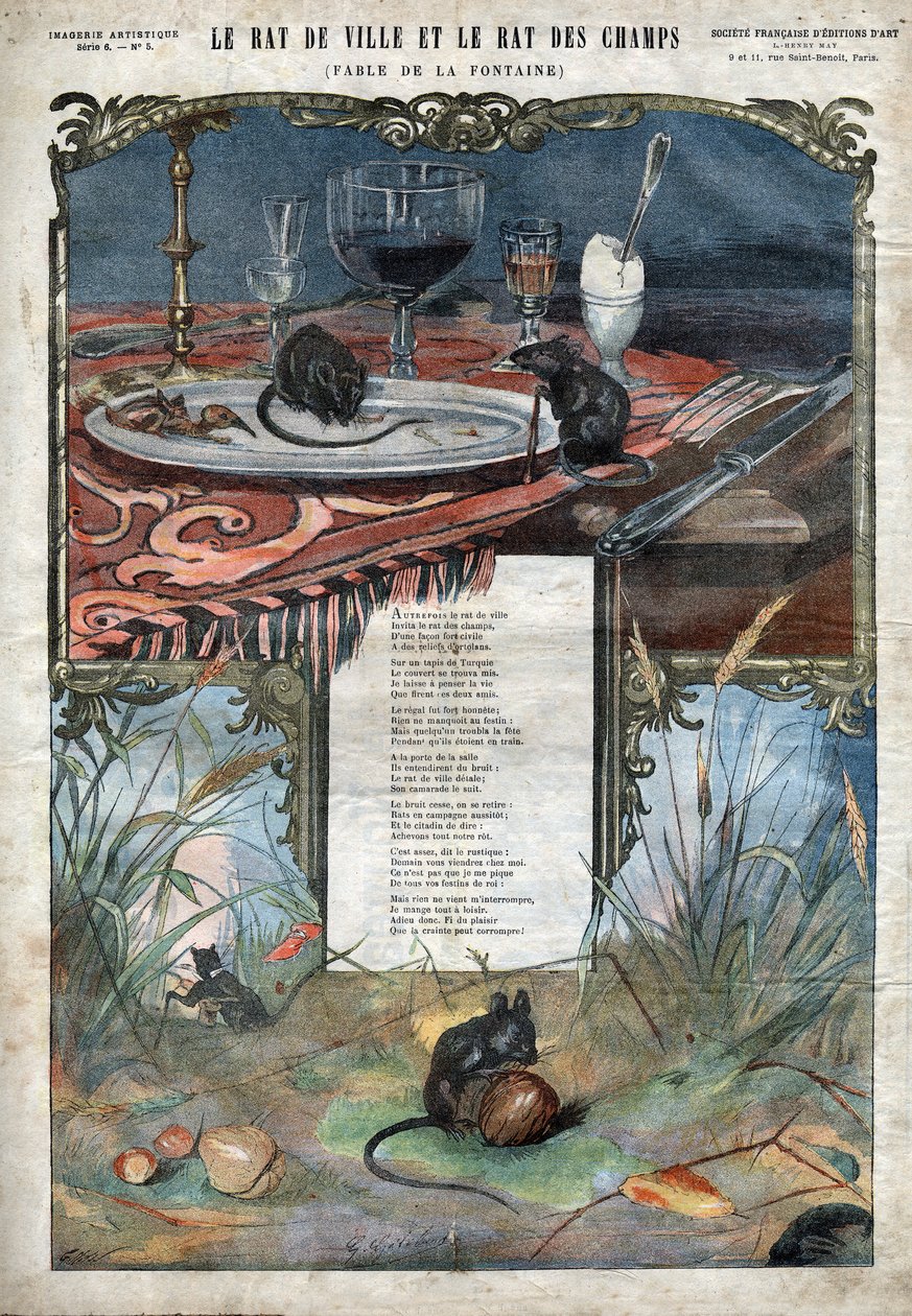 Die Stadtmaus und die Feldmaus. Fabeln von Jean de La Fontaine von French School