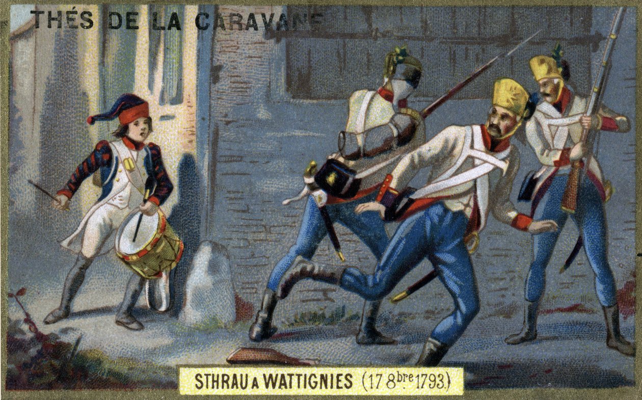 Der junge Trommler Sthrau fiel als Held in der Schlacht von Wattignies am 16. Oktober. von French School