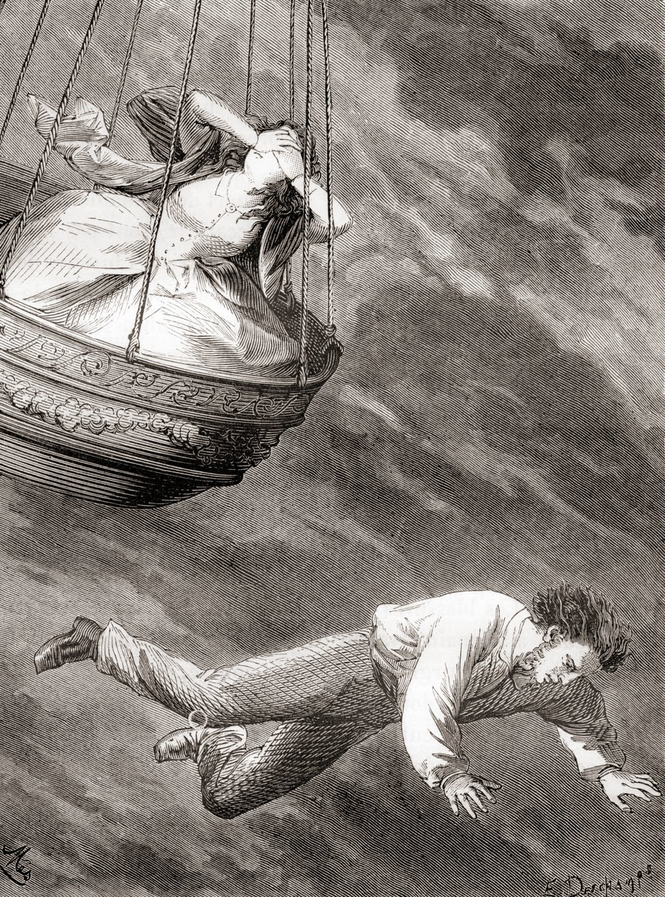 Thomas Harris, erfinderischer Londoner Wissenschaftler und Leutnant und bahnbrechender englischer Ballonfahrer, der am 25. Mai 1824 bei einem Sturz aus einem Heißluftballon ums Leben kam, aus 
