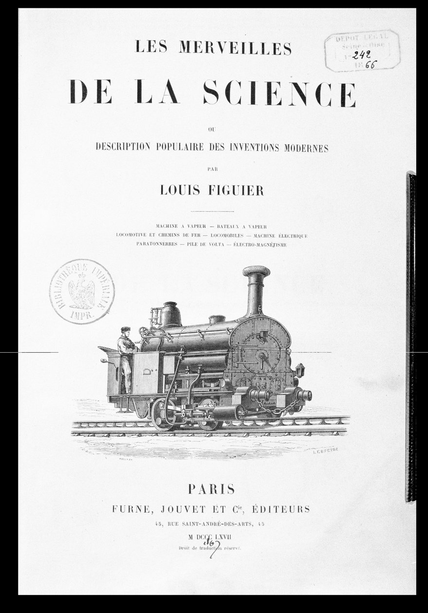 Titelseite von Les Merveilles de la Science von Louis Figuier, veröffentlicht von Furne und Jouvet, 1867 von French School