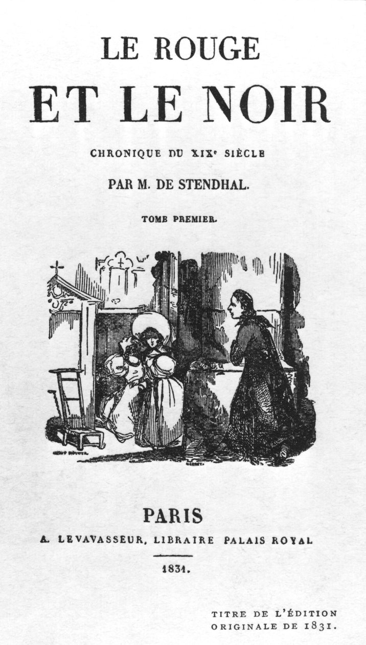 Titelblatt der Erstausgabe von Rot und Schwarz von Stendhal (1783-1842) veröffentlicht 1831 von French School