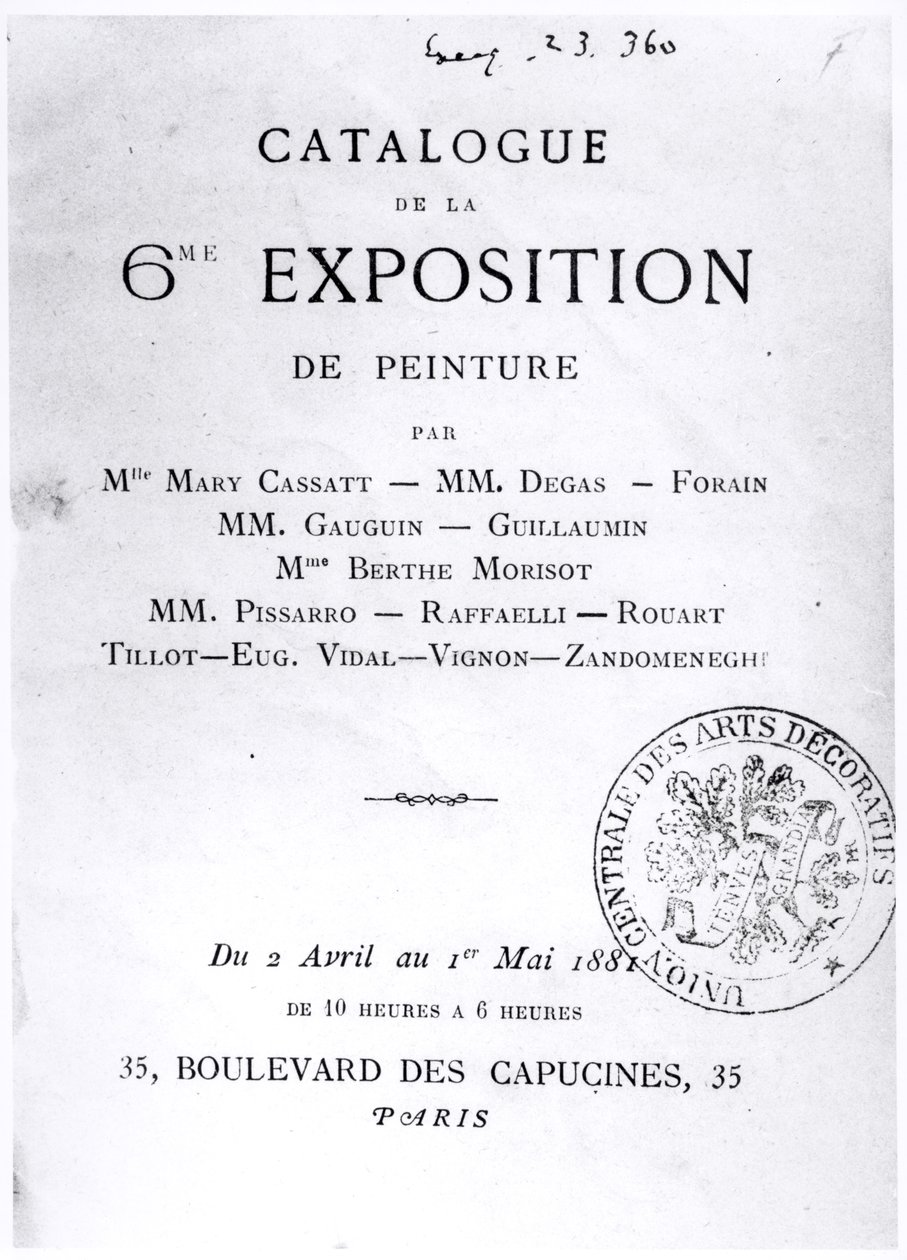 Titelseite des Katalogs der 6. Impressionistenausstellung, 1881 von French School