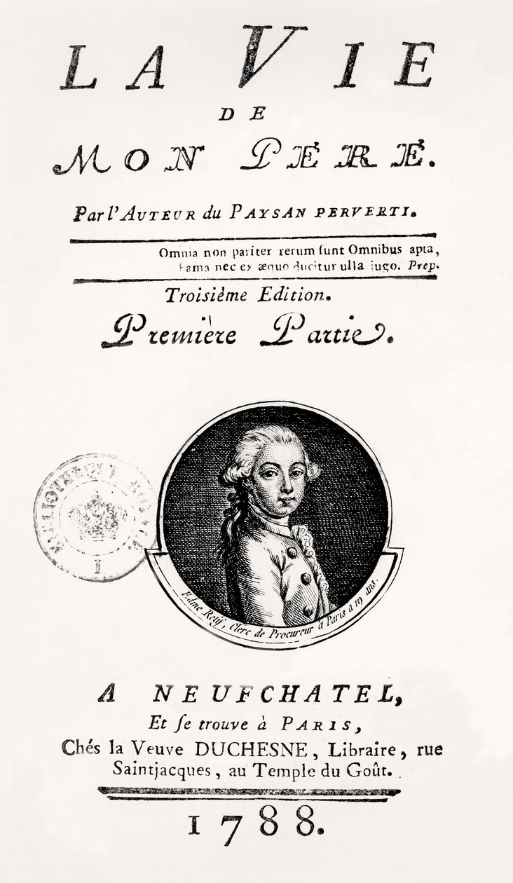 Titelseite von "La Vie de Mon Pere", 1788 von French School