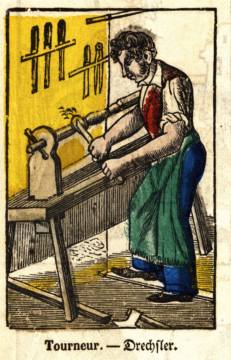 Drechsler - Serie über Handwerke (Bild des 19. Jahrhunderts) von French School