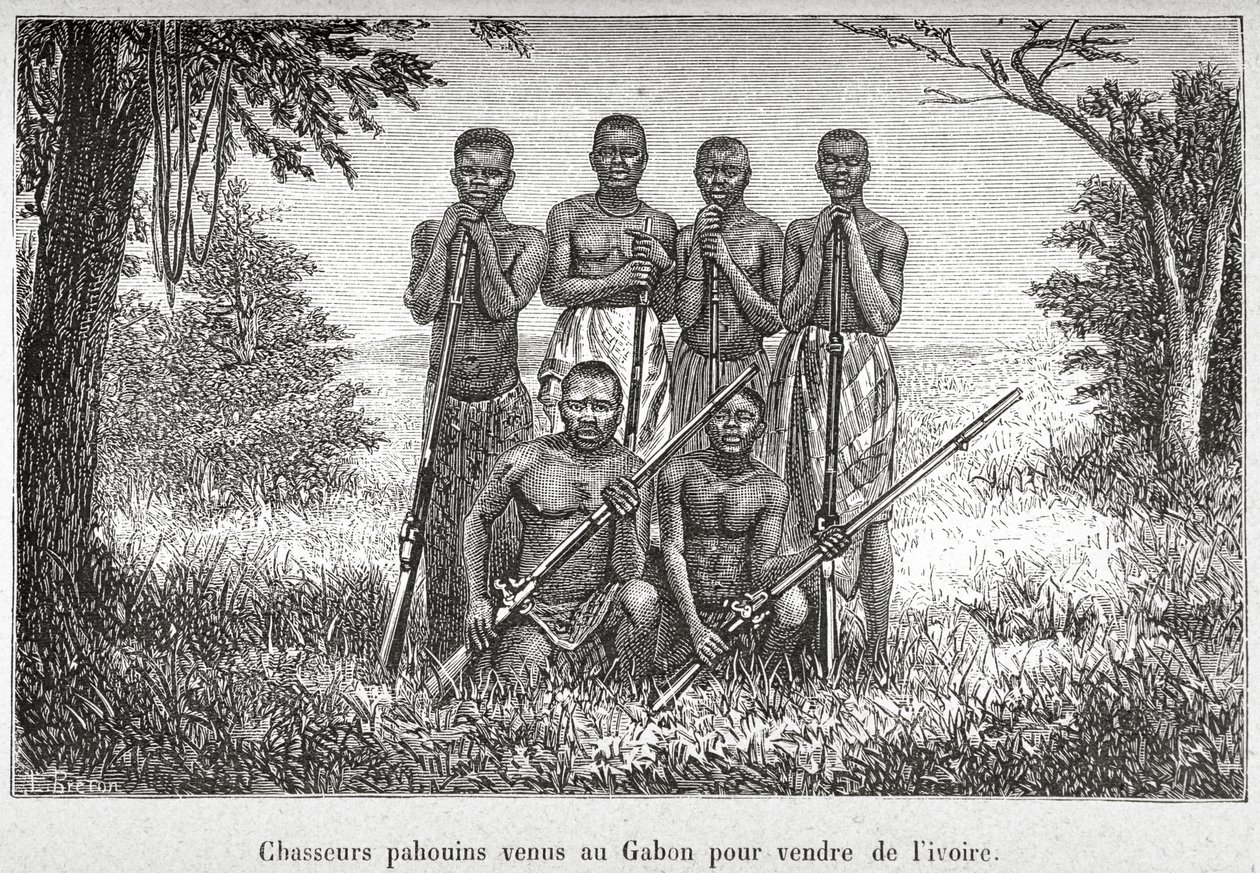 Traditionelle Tracht der indigenen Völker von Gabun, Illustration aus 