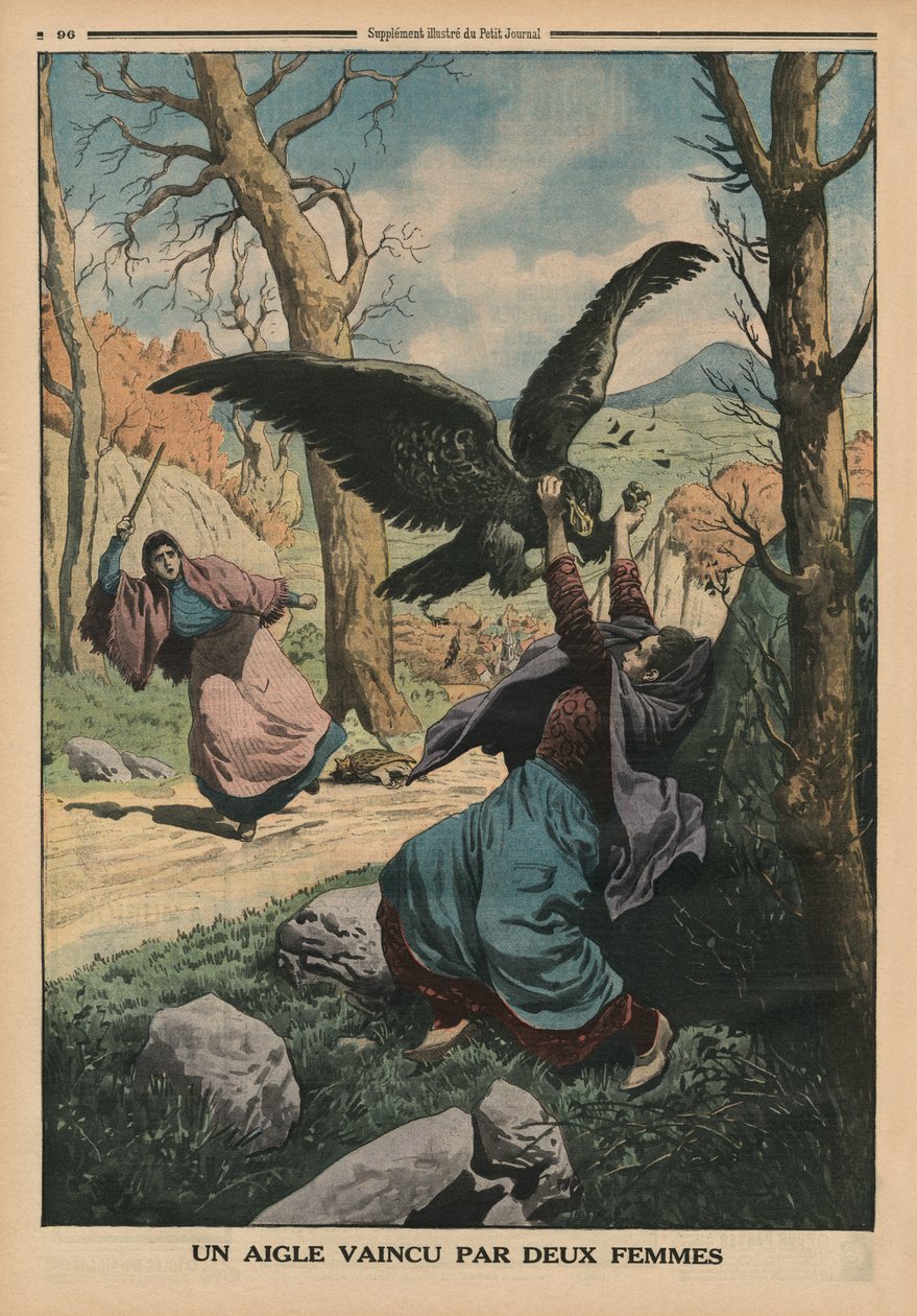 Zwei Frauen besiegen einen Adler, Rückseitenillustration aus 
