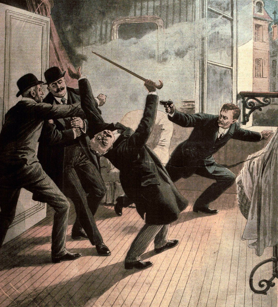 Verschiedene Fakten: der Anarchist Jules Bonnot, Anführer der Bonnot-Bande, tötete Louis Jouins 1912 von French School