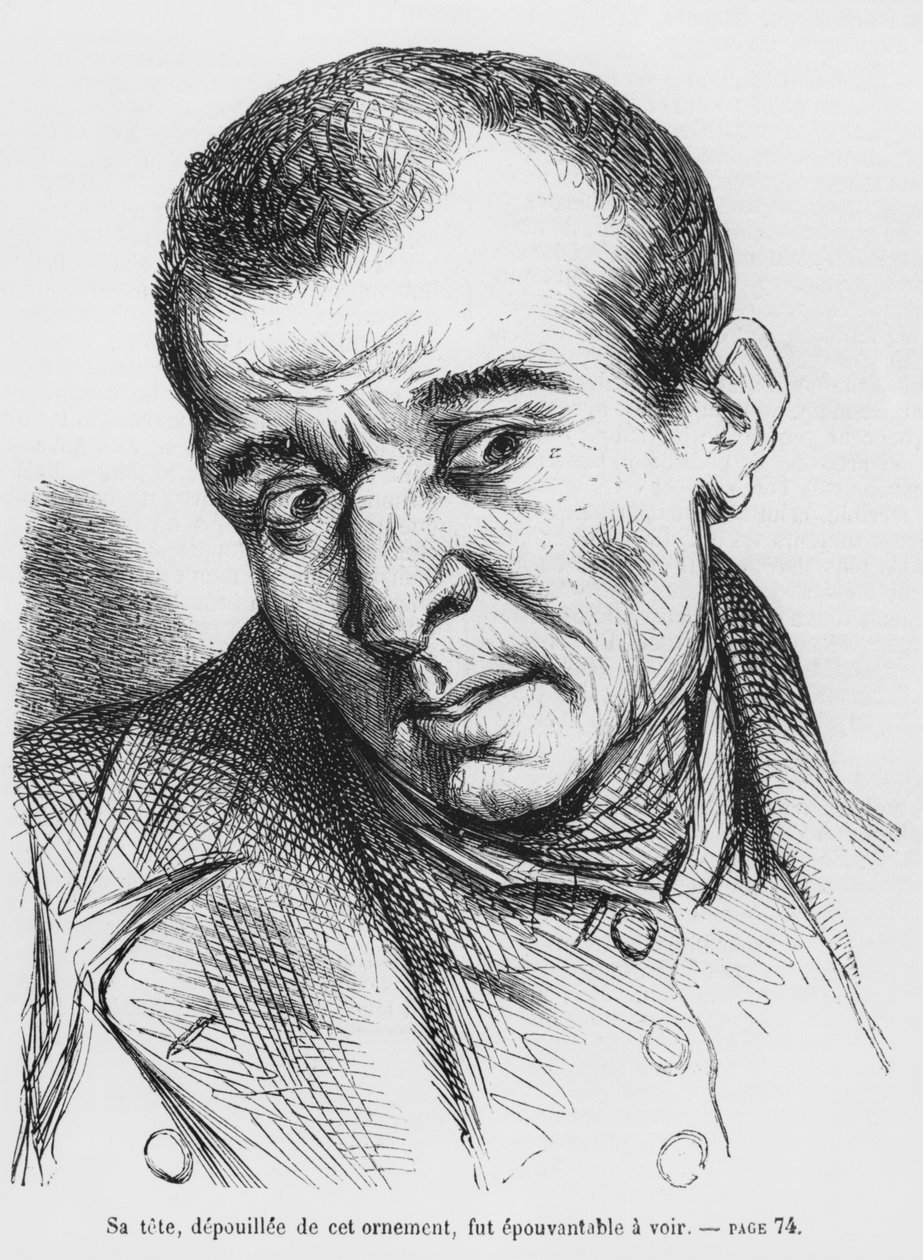 Vautrin verhaftet und identifiziert, Illustration aus Splendeurs et Misères des Courtisanes von Honoré de Balzac, veröffentlicht 1867 von French School