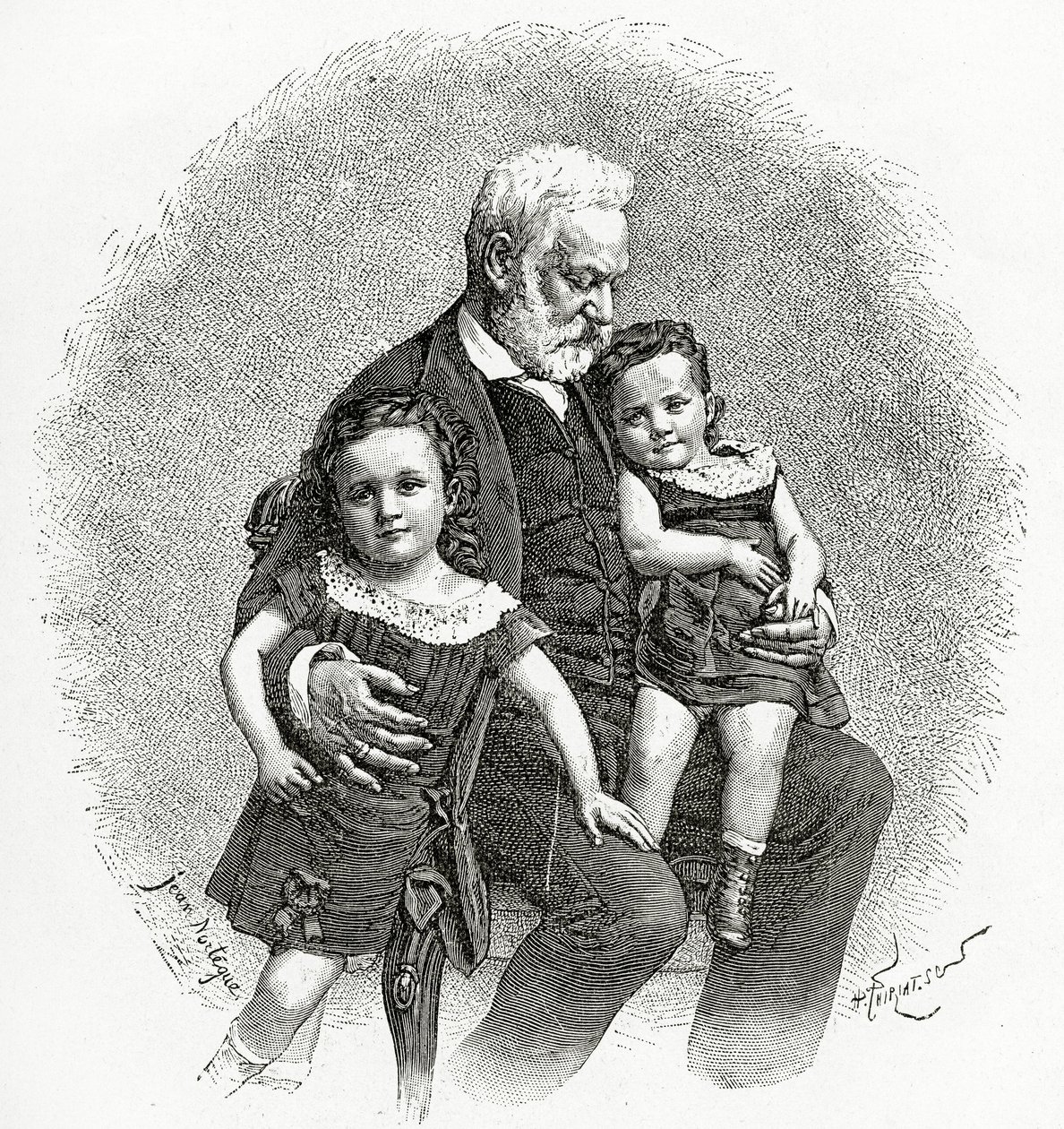 Victor Hugo und seine Enkelkinder von French School