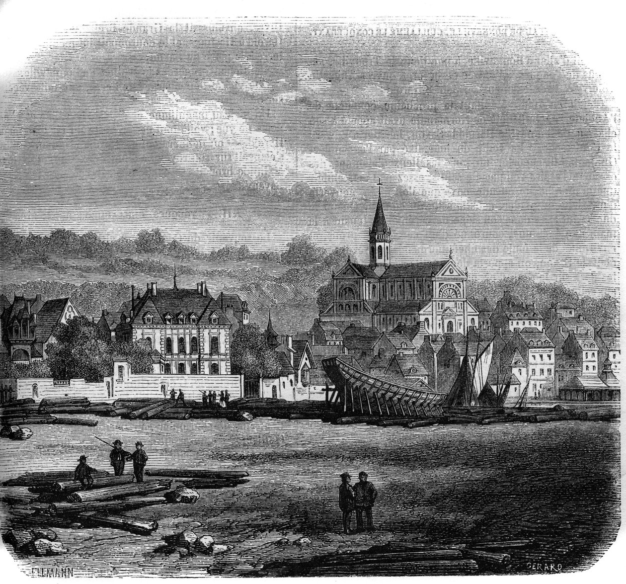 Ansicht von Trouville-sur-Mer mit der neuen Kirche. Calvados von French School