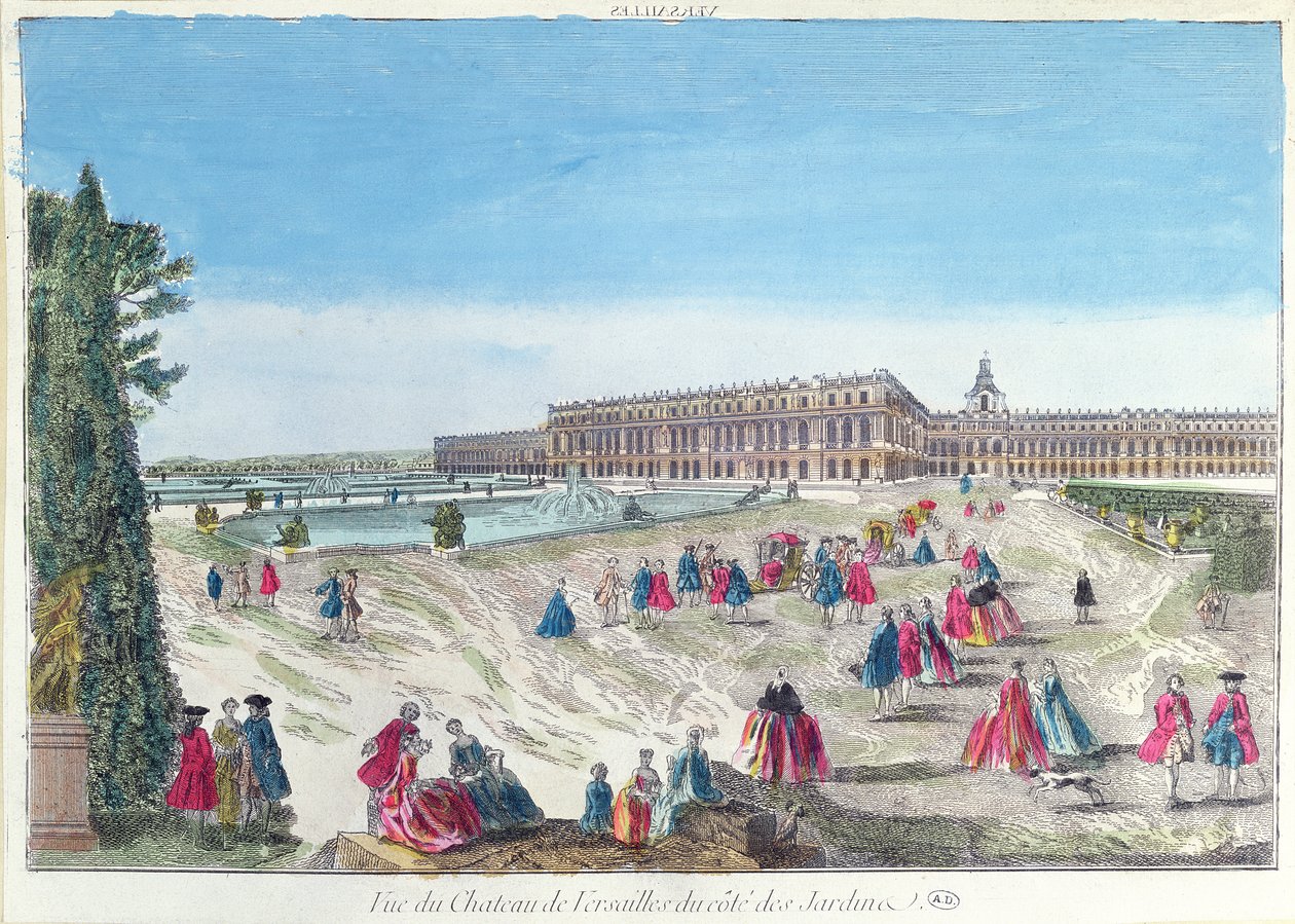 Ansicht des Schlosses von Versailles vom Garten aus von French School