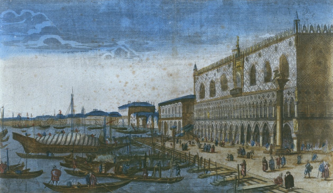 Ansicht des Dogenpalastes und des Canal Grande, Venedig, Italien von French School