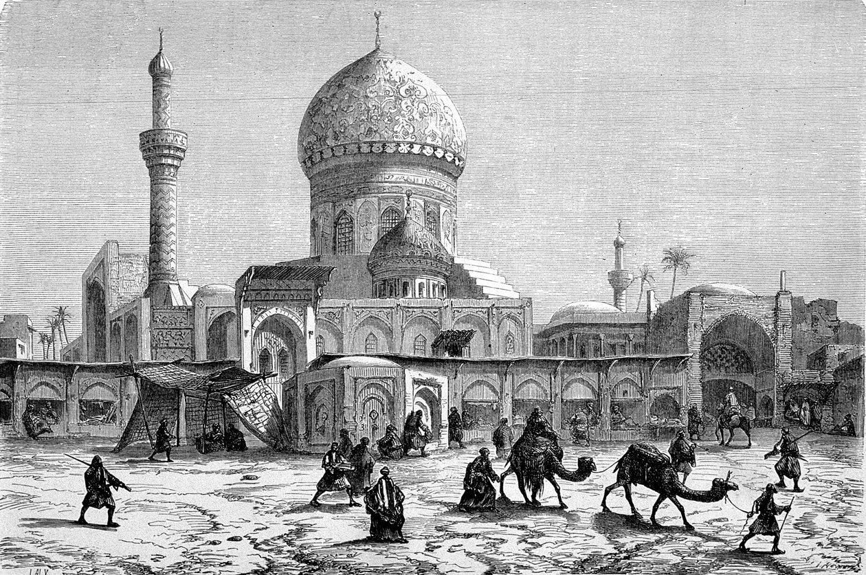 Ansicht des Marktplatzes und der Ahmet-Kiaia-Moschee, Bagdad von French School