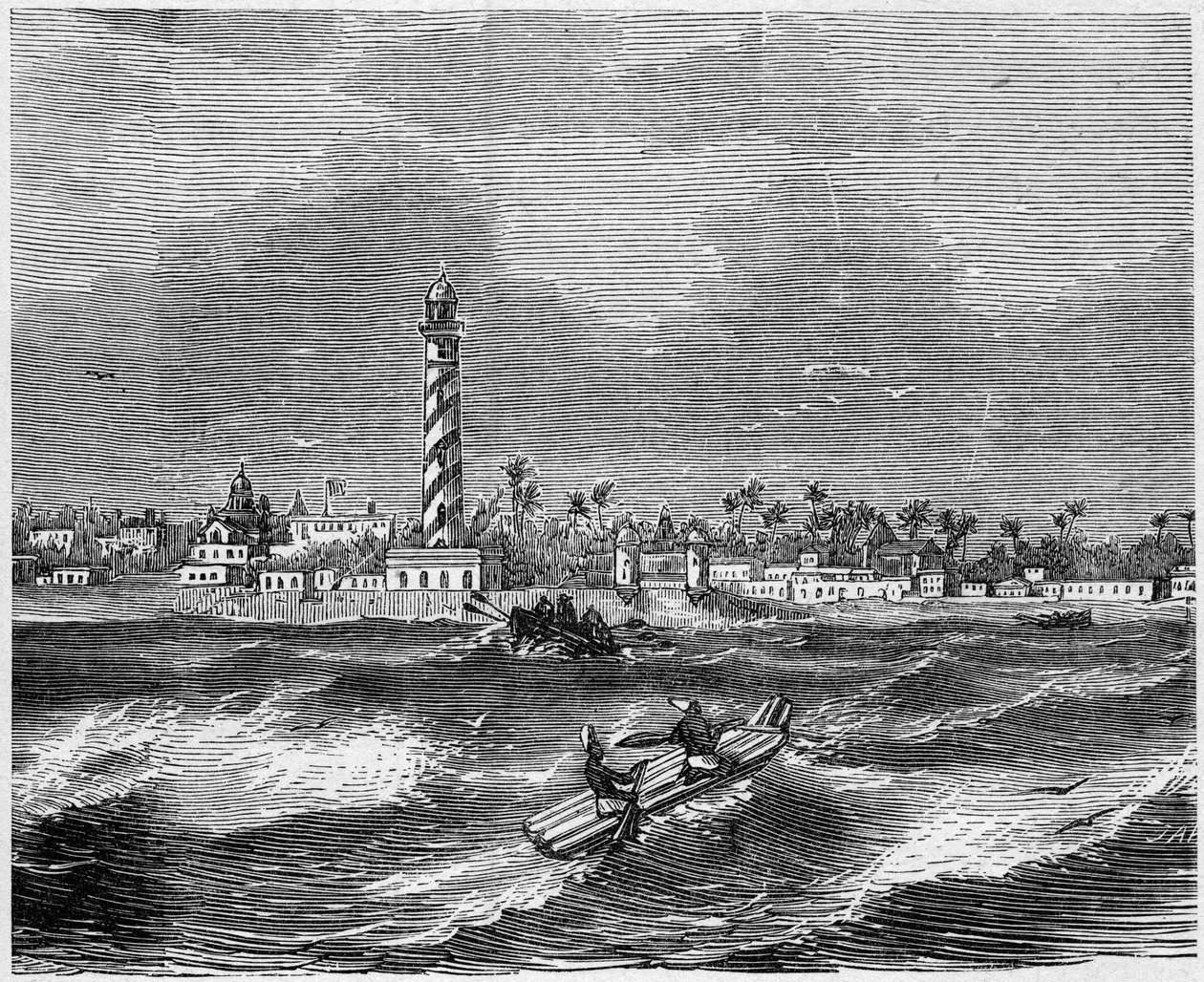 Ansicht der Stadt Pondichery (Pondicherry), Indien von French School