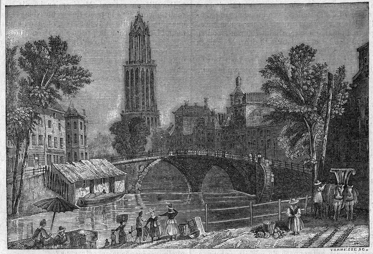 Ansicht der Stadt Utrecht in Holland, Ende des 19. Jahrhunderts. Gravur in „La gazette du dimanche“ vom 5. Dezember 1895. von French School