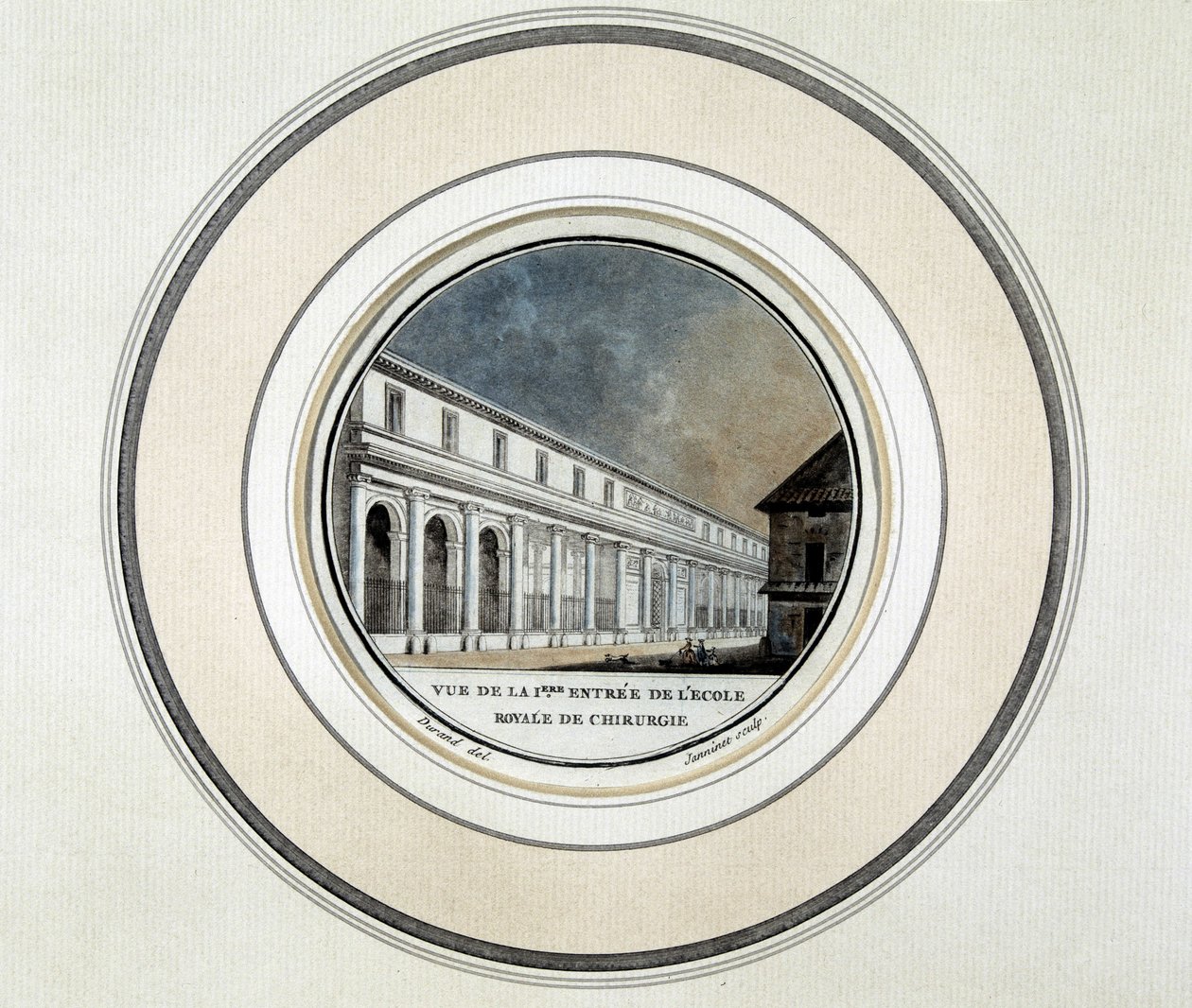 Ansicht des Eingangs der Königlichen Chirurgieschule - Lithographie von French School