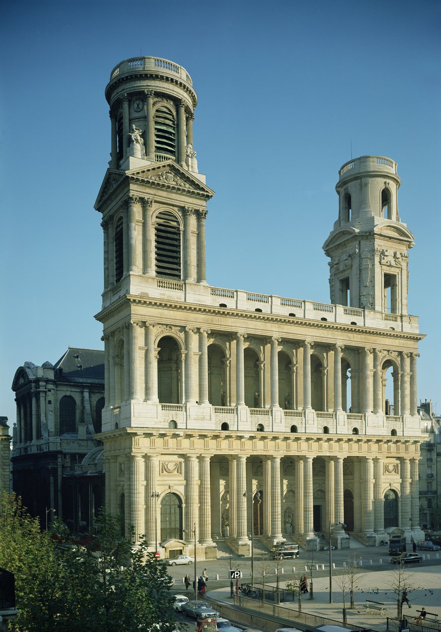 Ansicht der Fassade der Kirche Saint-Sulpice, gebaut zwischen 1646-1780 von French School