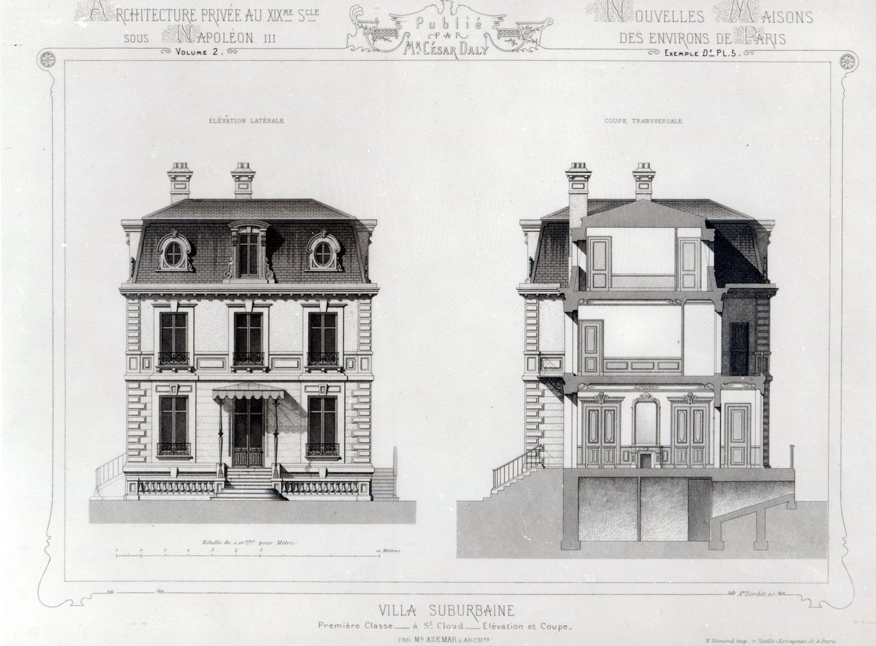Villa Suburbaine, Premier Chasse in St. Cloud, aus Architecture Privee au C19th von French School