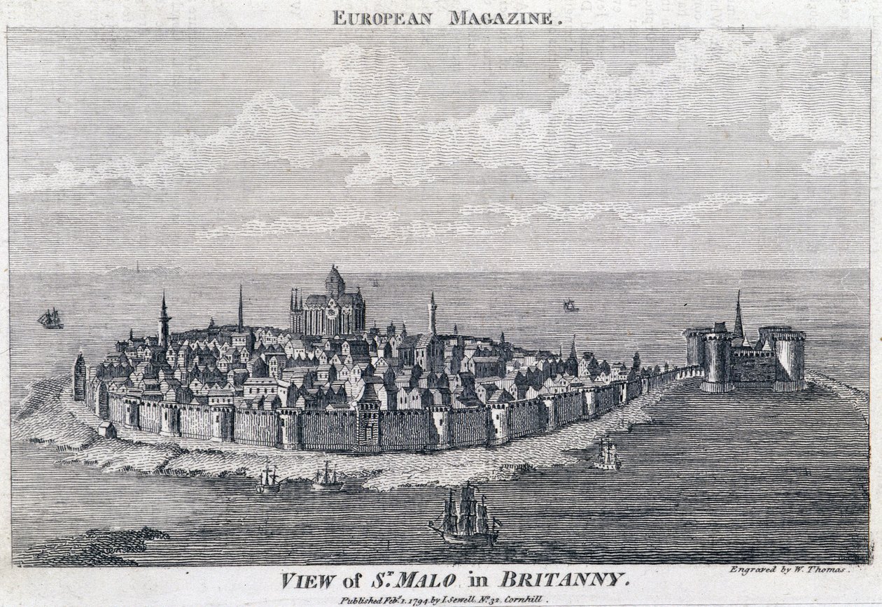 Ansicht von St. Malo - Gravur von Thomas von French School