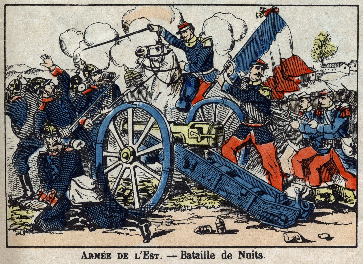 Krieg von 1870 zwischen Frankreich und Preußen: Schlacht von Nuits-Saint-Georges an der Goldküste zwischen den Deutschen und der Ostarmee im Jahr 1870. Epinal Bilder von French School