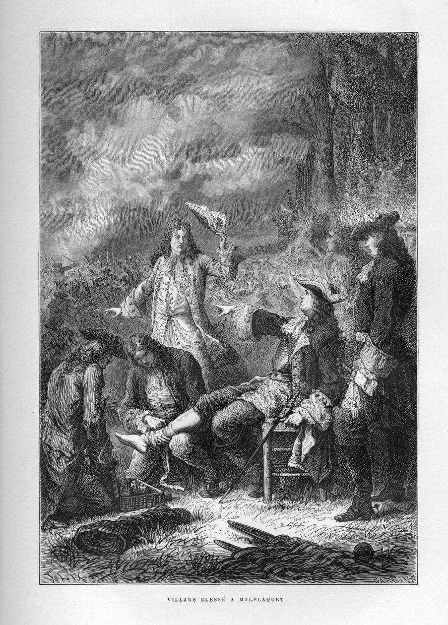 Krieg um die spanische Erbfolge: Der Marschall von Villars (Claude Louis Hector) (1653-1734) in der Schlacht von Malplaquet (Belgien), 11. September von French School