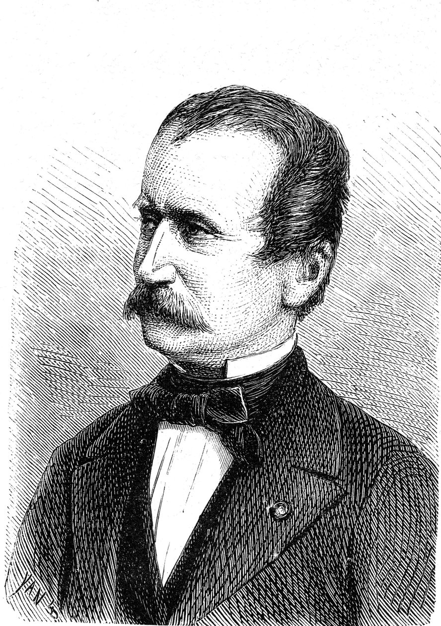 Wilhelm ENGERTH (1814-1884), österreichischer Ingenieur, Konstrukteur der ersten Gebirgslokomotive. Gravur 1867 von French School