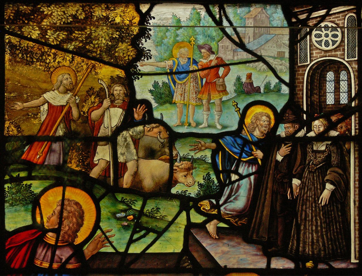 Fenster Charnier-10 zeigt Manna vom Himmel; Christus und die Hostie. von French School