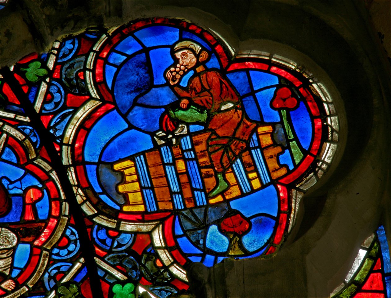 Fenster Ew mit den Monatsarbeiten: Oktober von French School