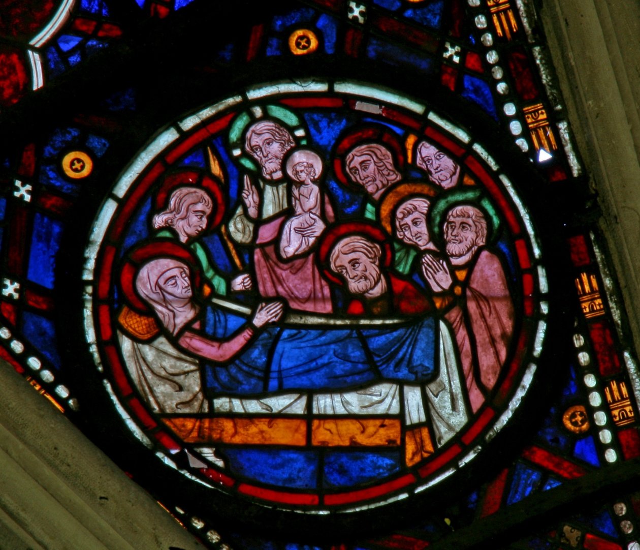 Fenster Nordrose, Darstellung des Todes der Jungfrau Maria von French School