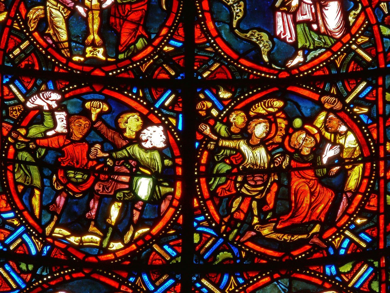 Fenster, das die Steinigung des Hl. Stephanus darstellt von French School