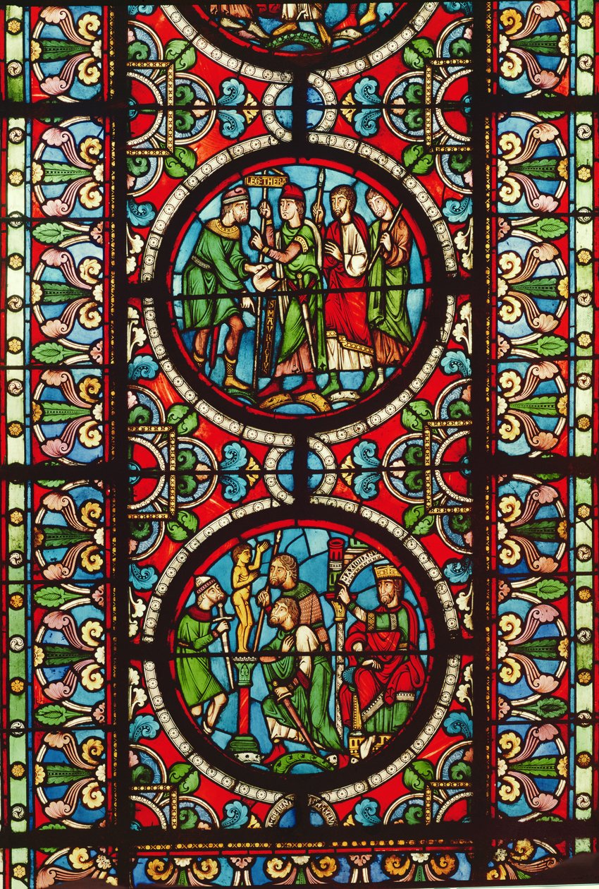 Fenster mit Szenen aus dem Leben des hl. Mauritius, 12.-13. Jahrhundert von French School