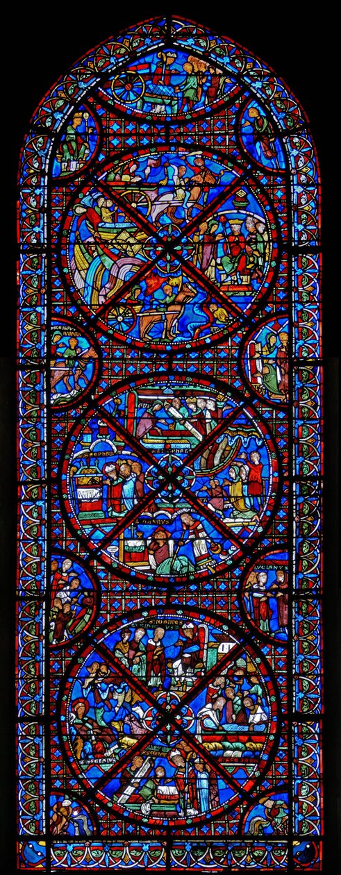 Fenster, das Szenen aus dem Leben des hl. Stephanus darstellt von French School