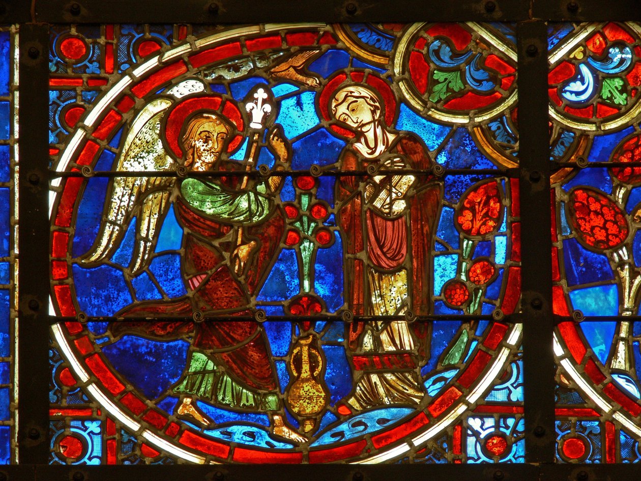 Fenster mit Darstellung der Verkündigung von French School