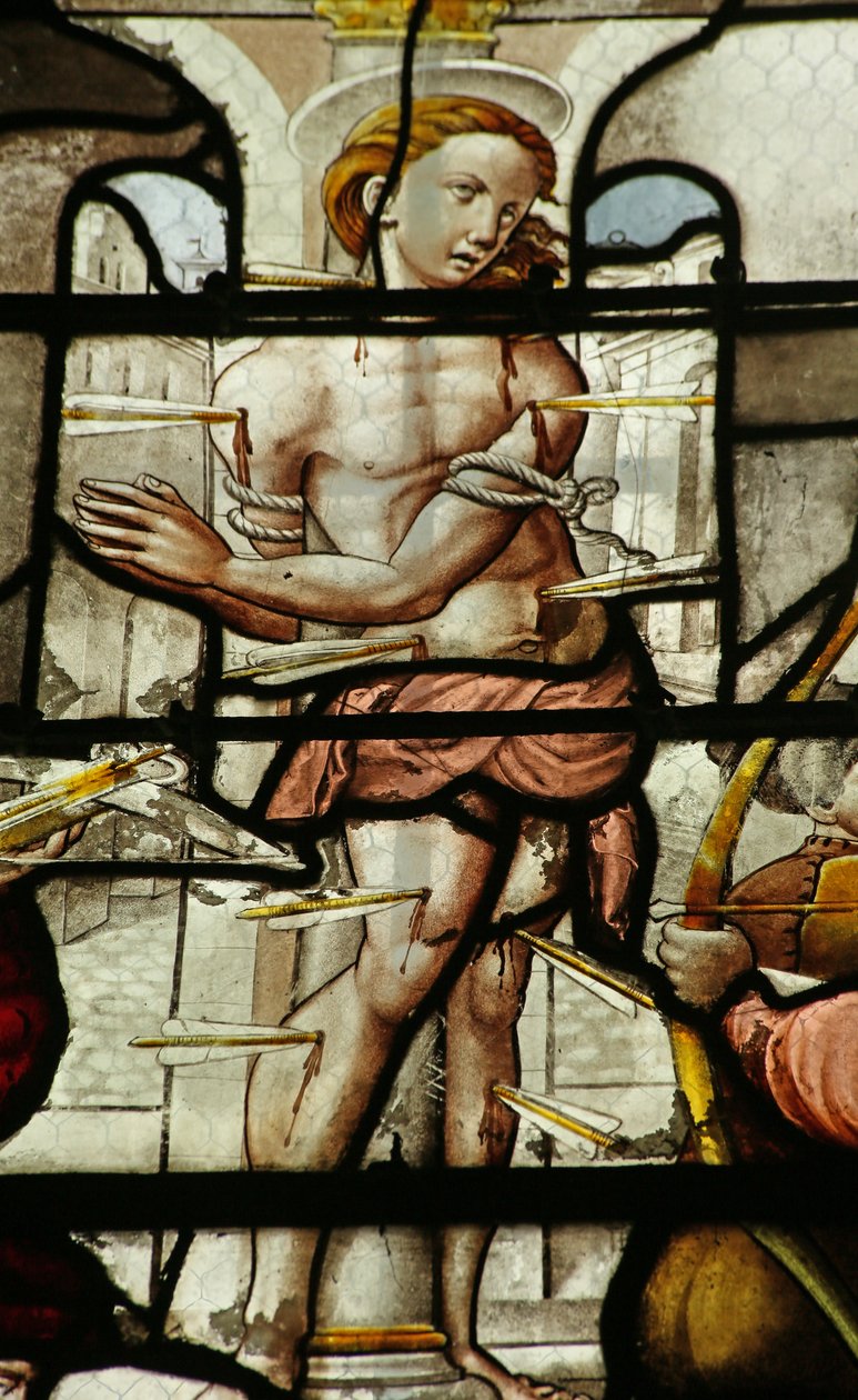Fenster mit dem Tod des Heiligen Sebastian von French School