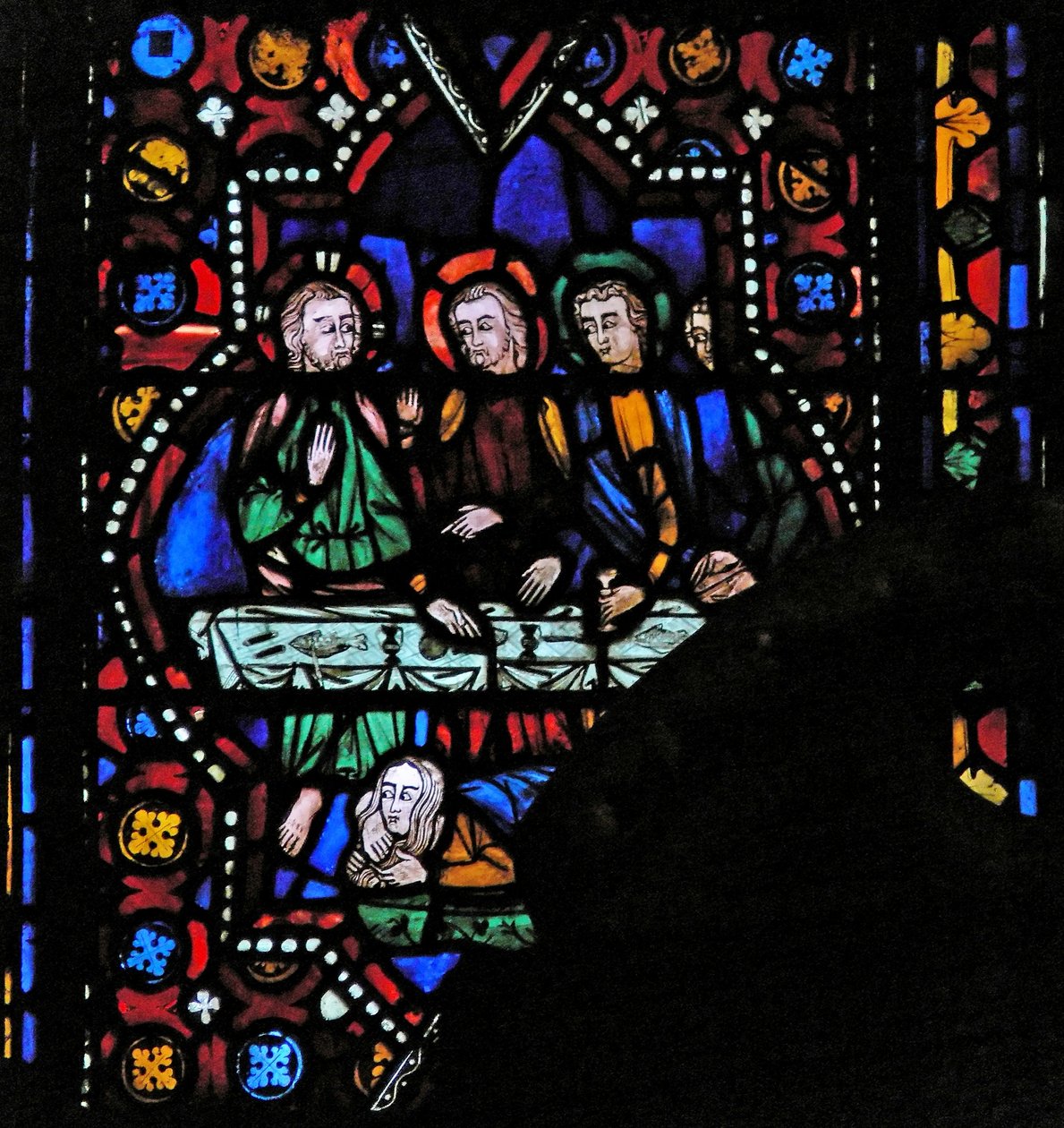 Fenster n1, Maria Magdalena wäscht die Füße Christi von French School