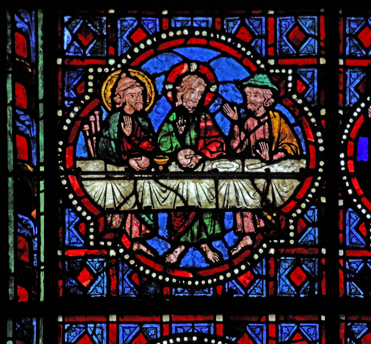 Fenster w02, Darstellung einer Auferstehungsszene: Das Abendmahl in Emmaus von French School