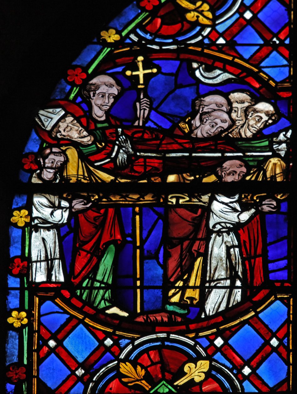 Fenster w08, Darstellung des Begräbniszugs des Heiligen Martin von French School