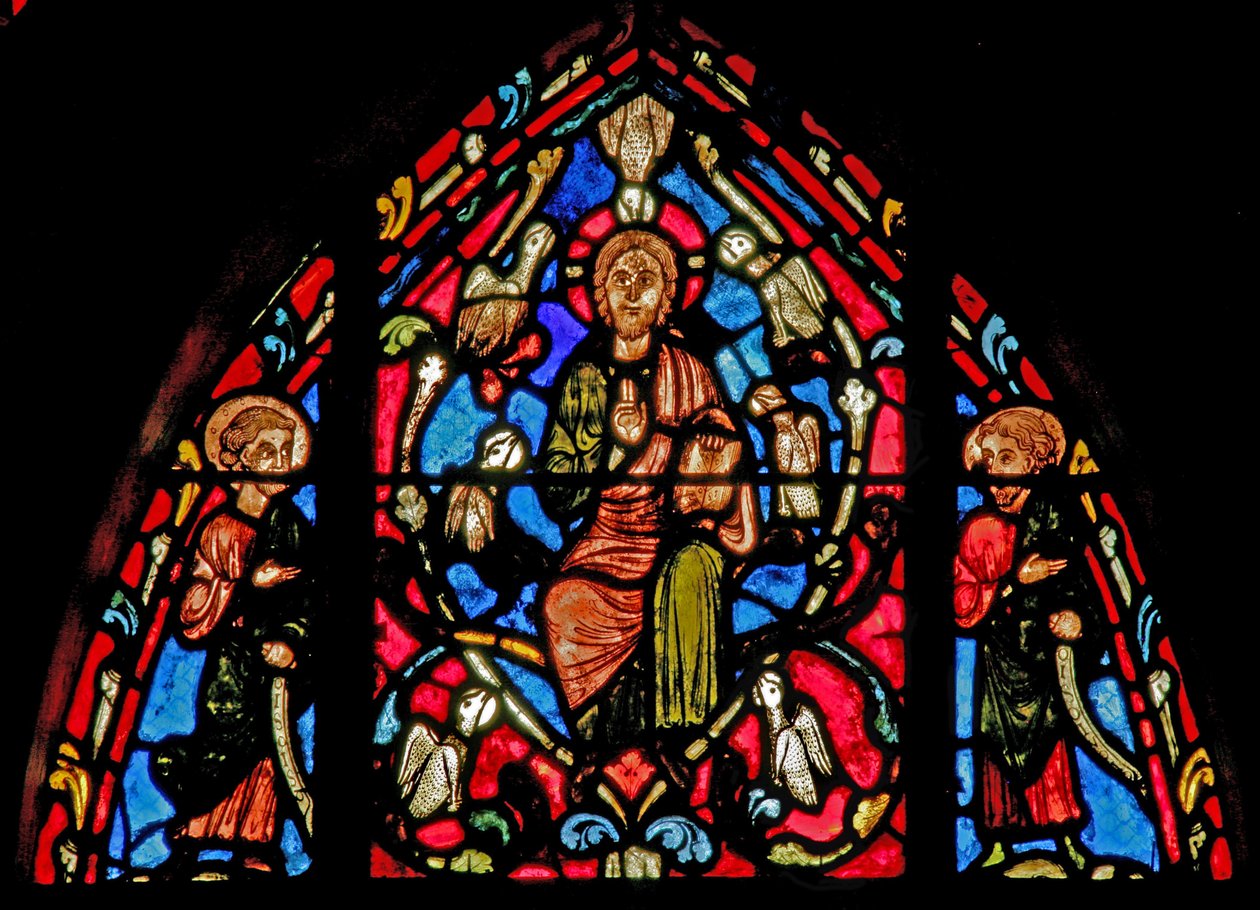 Fenster w0 mit Christus und den sieben Tauben des Heiligen Geistes von French School
