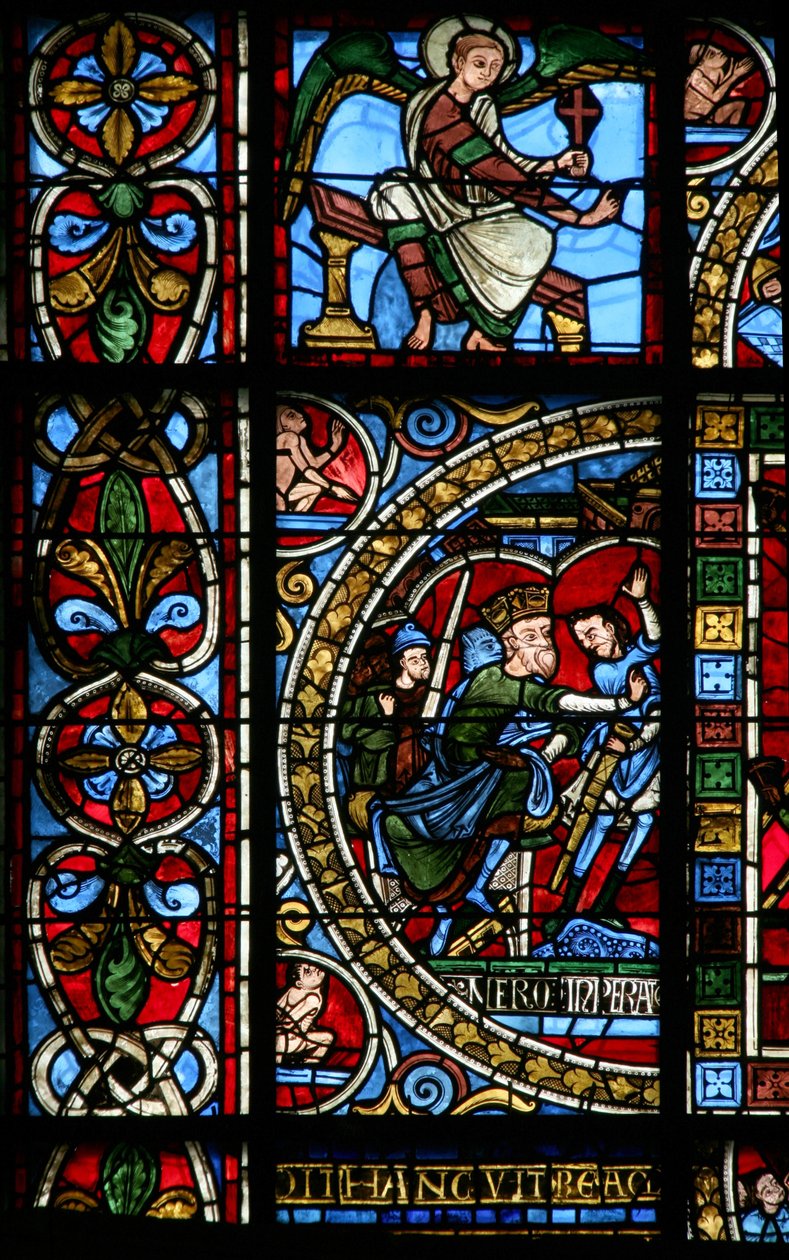Fenster Nr. 0, Darstellung von Nero befiehlt die Märtyrertode von St. Petrus und St. Paulus von French School