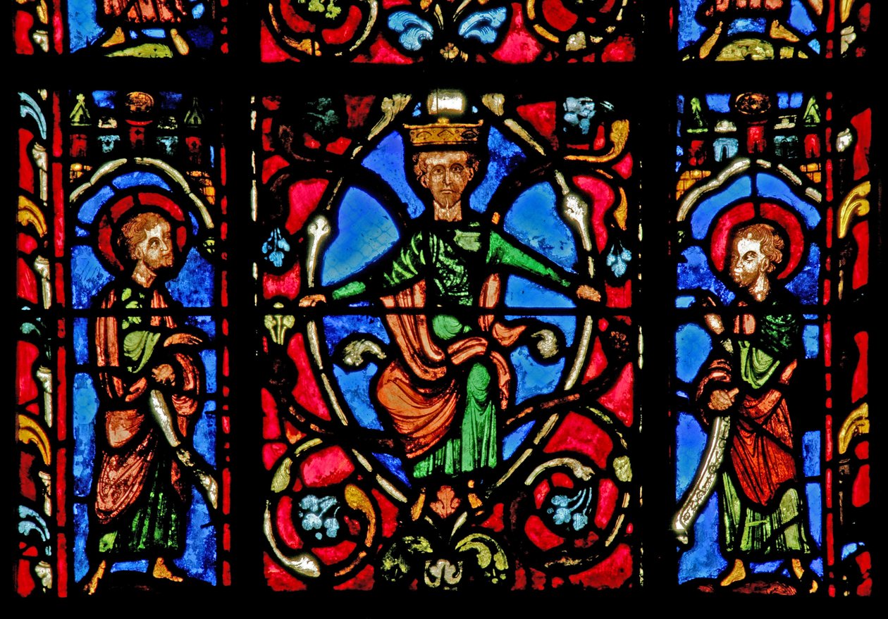 Fenster w0 mit einem König und zwei Propheten am Jessebaum von French School